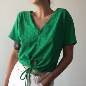 Zara Green Blouse with Tie to make cropped!